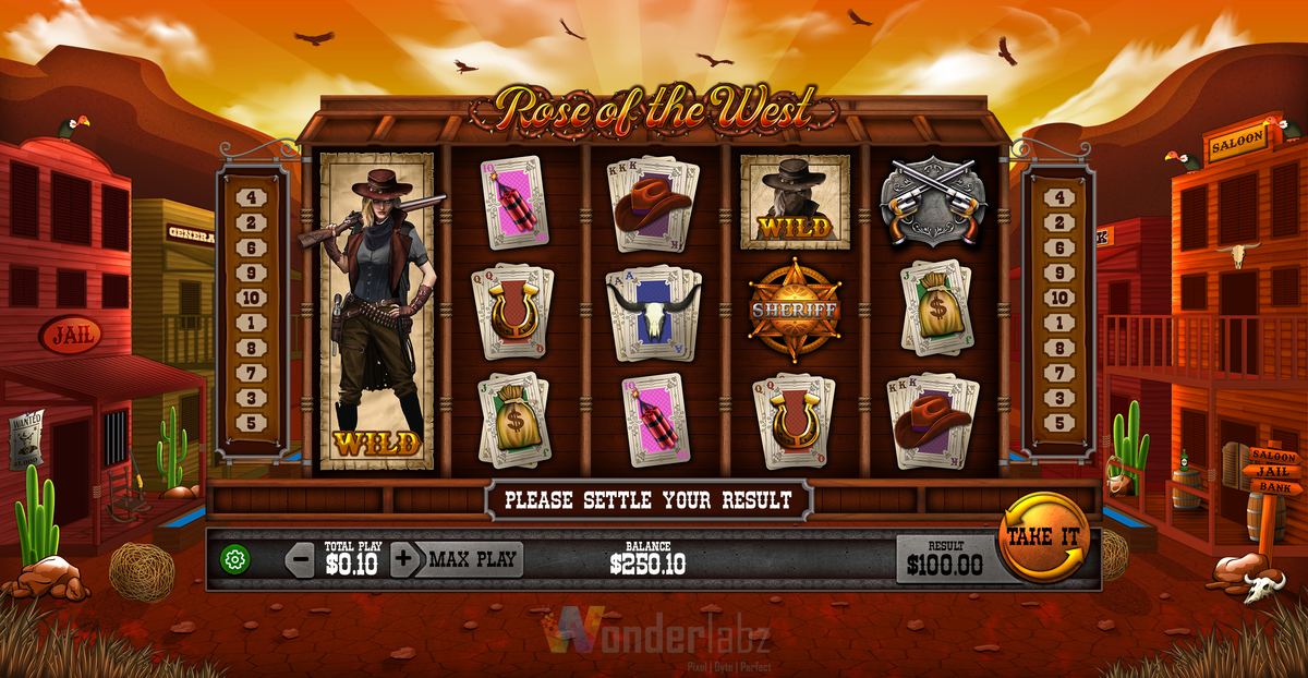 Rose of the West slot game reel frame