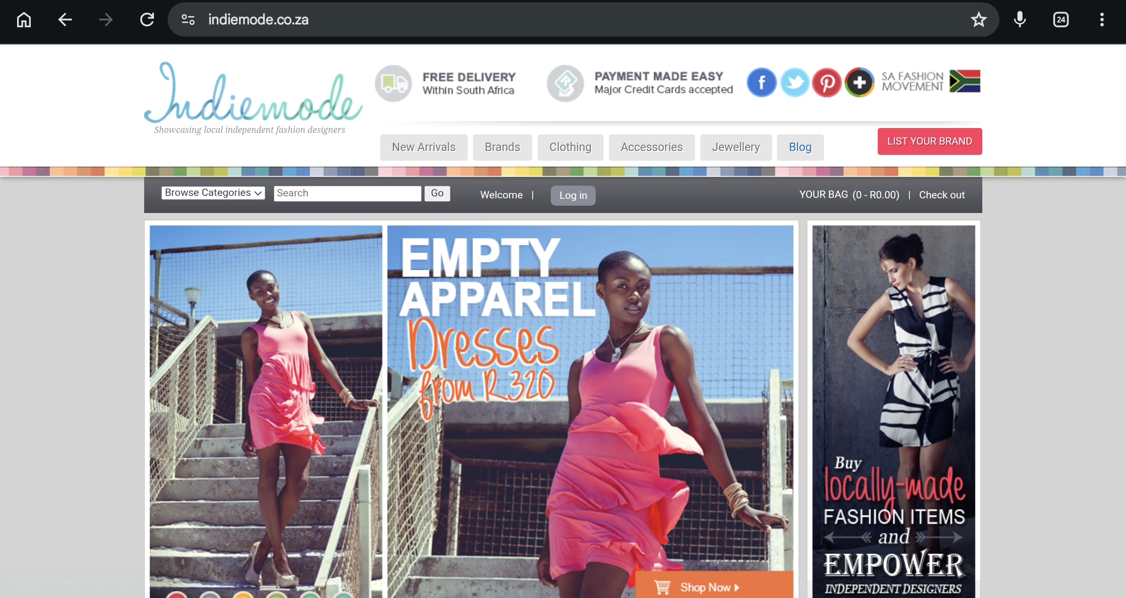 Indiemode homepage before the redesign